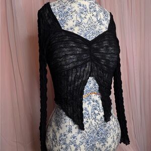 Windsor Black Long Sleeve Crop Top